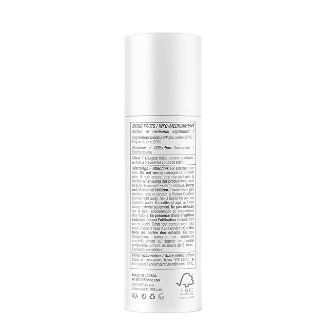 ATTITUDE Plastic-Free Mineral Face Sunscreen