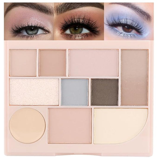 Shimmer Matte Eyeshadow Palette.Longwearing Highly Pigmented Natural Beige