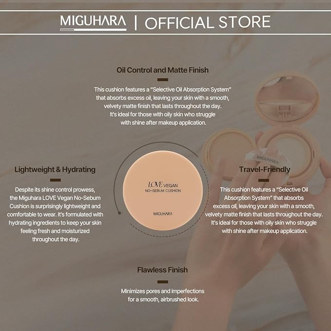 LOVE Vegan No-Sebum Cushion | K-Beauty No Sebum (/0.52 oz.) 15g