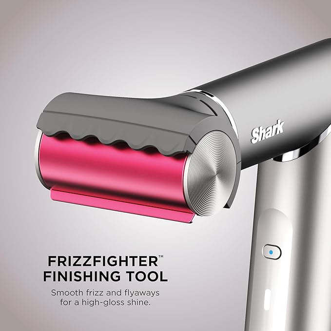 Shark FlexFusion Hair Dryer with Fusion Hair Brush, Ceramic Air Styler with Auto-Wrap Hair Curlers & Concentrator, Ceramic Plates, Metallic Mist HD641