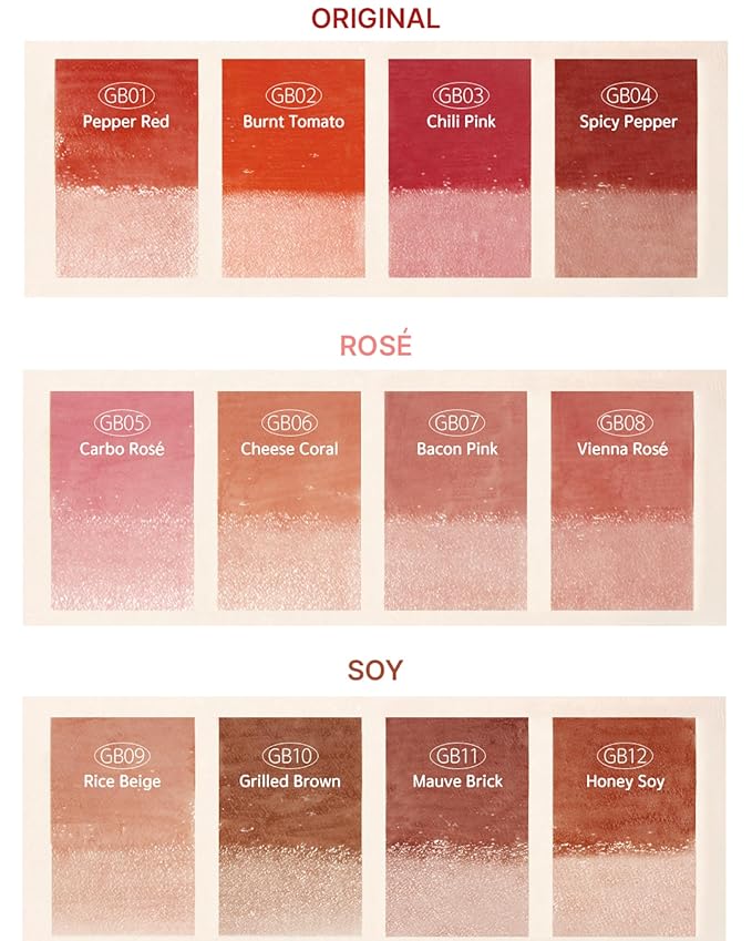 Glow Bokki Glossy Lip Tint, Korean Beauty (GB10 Grilled Brown, 4.1 grams)