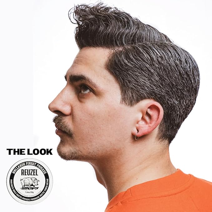 REUZEL Concrete Matte Pomade, Strong All Day Hold, Water Soluble Styling, Matte Finish and Flake Free, Easy To Wash Out, For All Hair Types, 4 oz