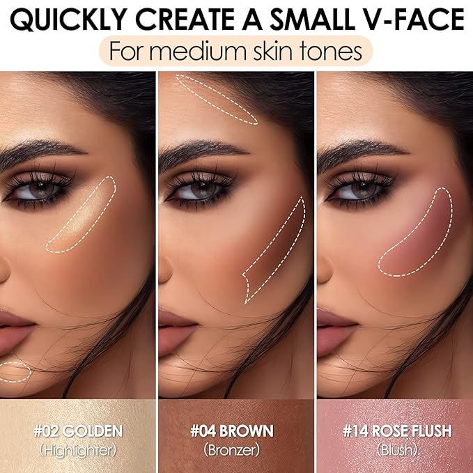 FOCALLURE 3 Pcs Cream Contour Sticks,Shades with Highlighter Finishing Makeup,NEUTRAL