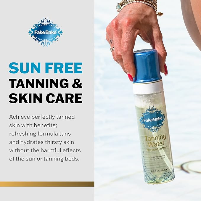 Fake Bake Tanning Water Self Tanner Instant Glow with Hydrating Passion Flower Rejuvenation - Natural Looking Sunless Bronzing for Women & Men - Professional Mitt For Easy Application - 6.7 oz, All