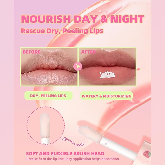 4pcs Hydrating Fruity Lip Oil Lip Plumping Gloss Hydrating