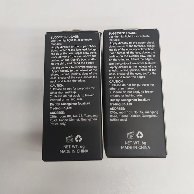FOCALLURE 2 Pcs Mineral Cream Contour Stick,Moisturize Highlighter Illuminator Makeup,Tan
