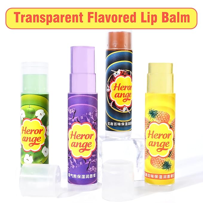 Flavored Lip Balm Set, 4 Scents-