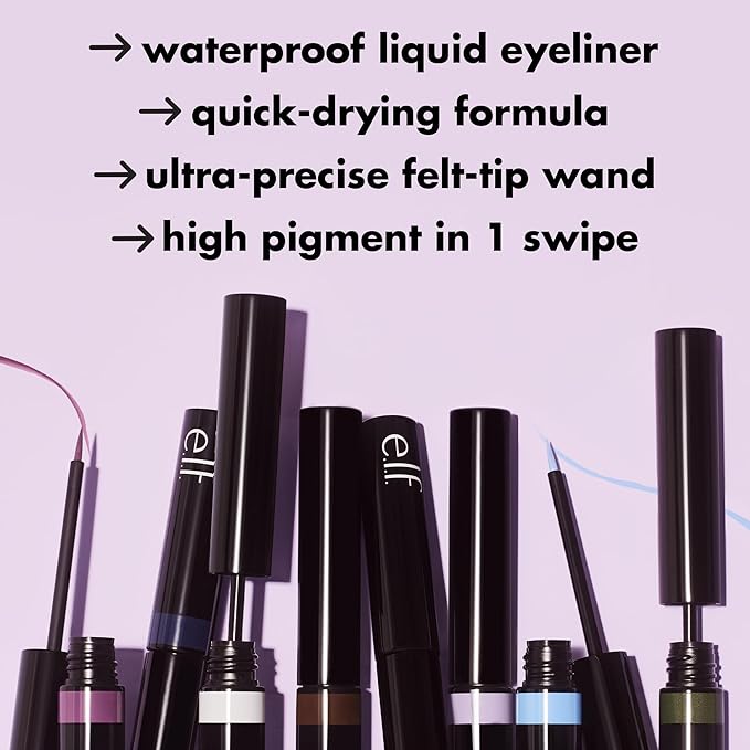 e.l.f. H2O Proof Inkwell Eyeliner Pen, High-pigment, Waterproof Liquid Eyeliner, Delivers A Matte Finish, Vegan & Cruelty-free, Film Noir
