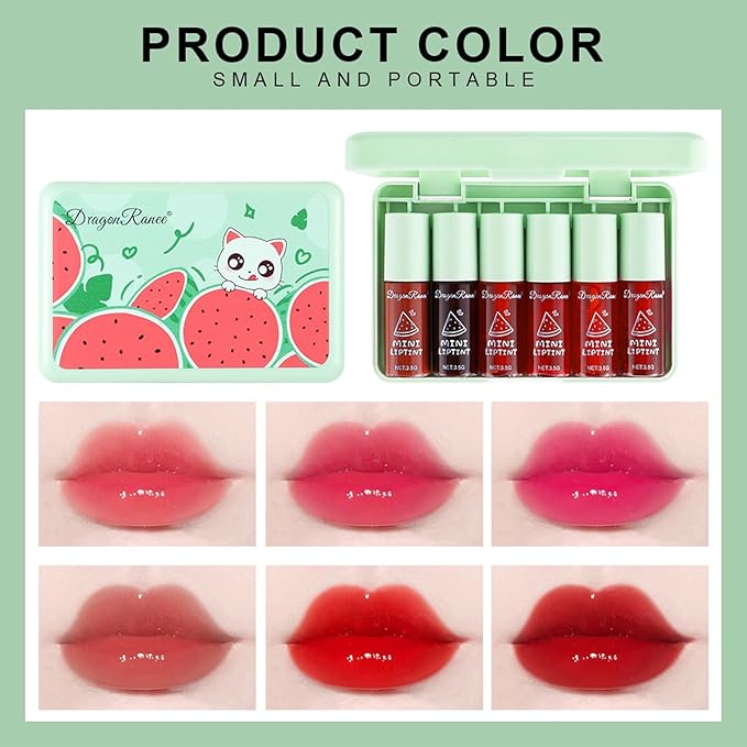 6 Colors Lip Tint Stain Set, Korean Lip