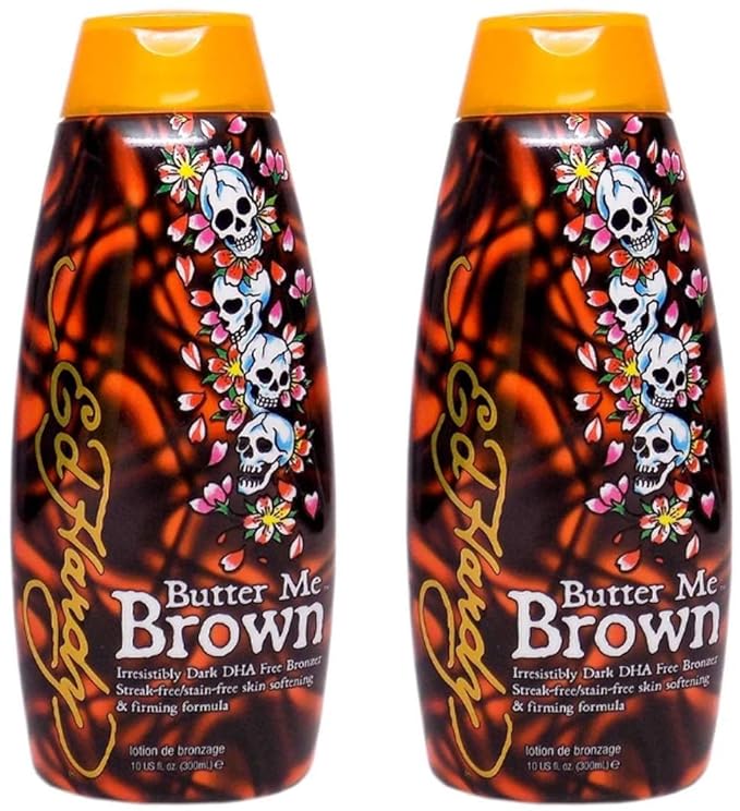 2 Ed Hardy Butter Me Brown Tanning DHA & Streak Free Bronzing Cream Lotion 10 Oz