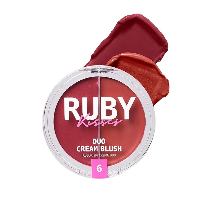 Ruby Kisses Duo Cream Blush, Smooth, Natural-Looking, Long-Lasting Face