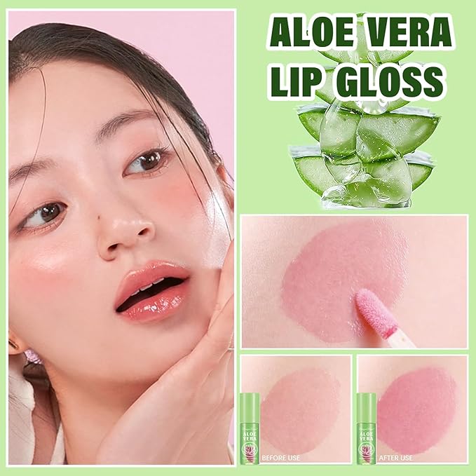 6Pcs Plumping Aloe Vera Lip Oil, Big Brush Lip