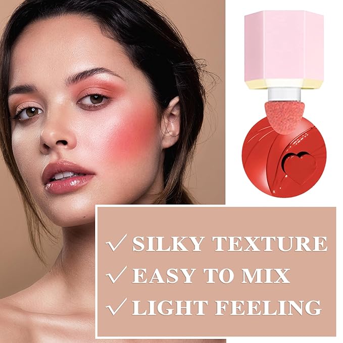 Cream Blush Stick with Brush,Waterproof Multi Cream Blush Skin C6