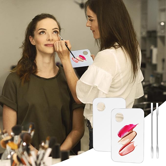 Acrylic Cosmetic Makeup Mixing Palette,2 Pcs Makeup Mixing