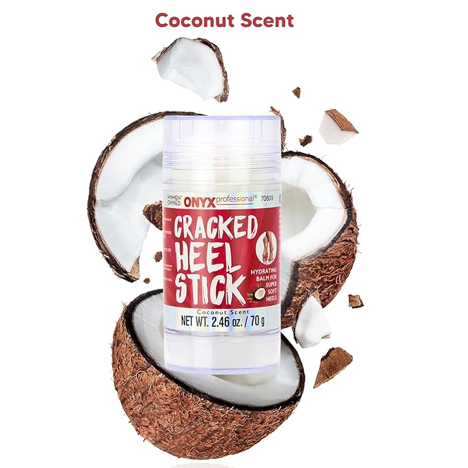 Onyx Professional Cracked Heel Repair Balm Stick for Dry Cracked Feet Treatment, Coconut Scent, 1 pack - Moisturizing Foot Balm, Rolls On, No Mess Like Foot Cream or Foot Lotion, Heel Treatment