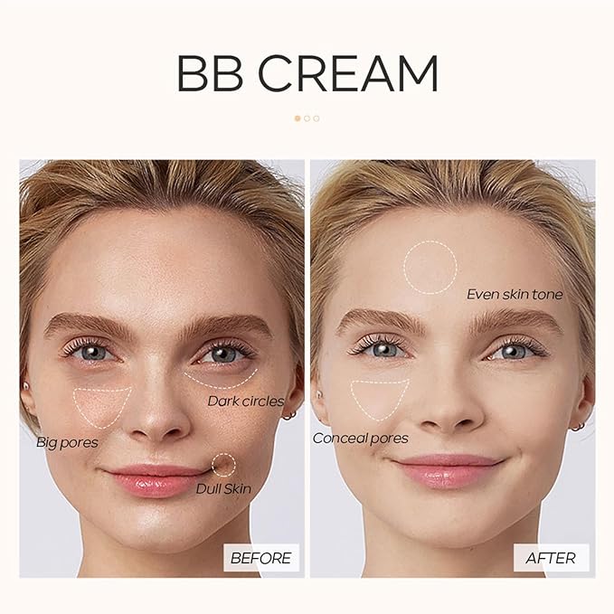 KWOLYKIM 2PCS Hydrating Makeup BB Cream, Tinted Moisturizer All Skin(Ivory)