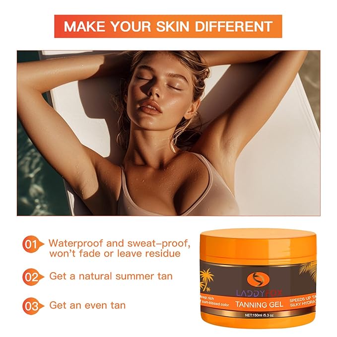 5.3Oz Luxury Intensive Tanning Gel, Natural Tanning Accelerator Cream Gel, Tanning Gel for Outdoor Sun and Sunbed