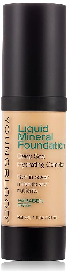 Youngblood Liquid Mineral Foundation, Shell, Dewy, Lightweight, Full Free, Gluten-Free
