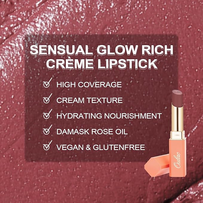 Oulac Satin Lipsticks for Women Set - Matte Lipstick, Full Coverage Lip Color, Satin Matte Finish, Cream Texture, Hydrating, Infused with Hyaluronic Acid, 4g*2 SG04+SG08