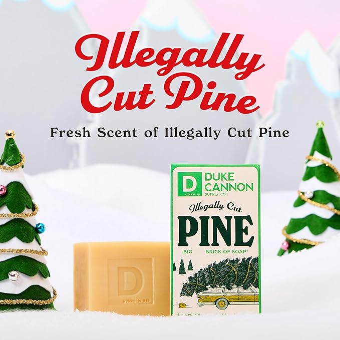 Duke Cannon Supply Co. Big Brick of Soap Bar for Men Holiday Edition - Illegally Cut Pine (Fresh Split Pine Scent), 10 oz. (6 Pack)