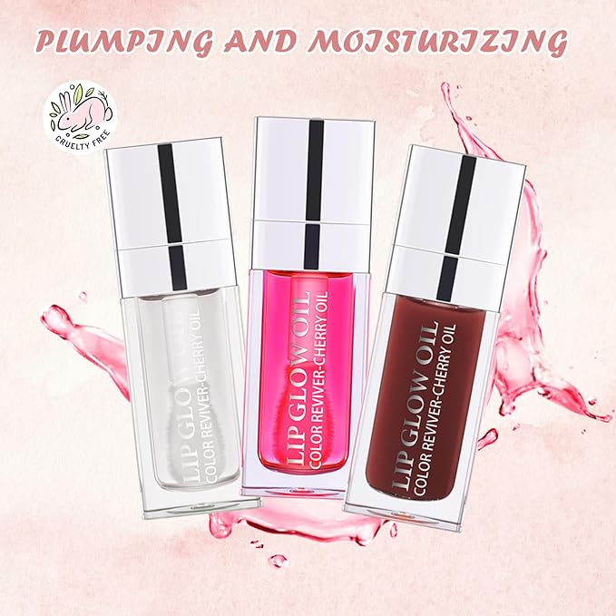 3PCS Lip Oil Set, Hydrating Lip Mahogany)