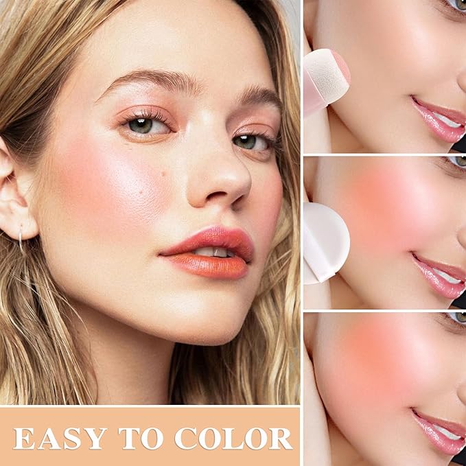 Cream Blush Stick with Brush,Waterproof Multi Cream Blush Skin K4
