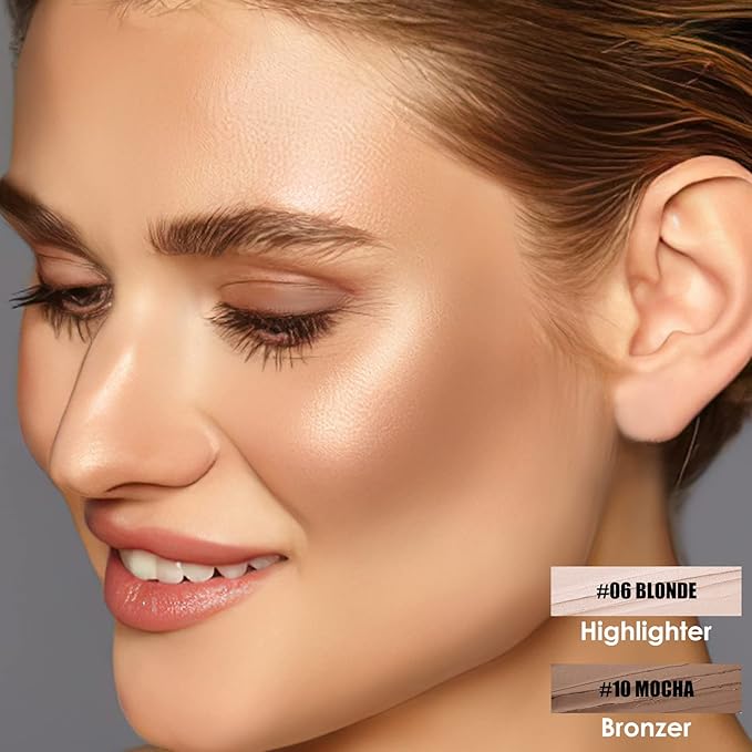 FOCALLURE 2 Pcs Mineral Cream Contour Stick,Moisturize Highlighter Illuminator Makeup,Light-medium