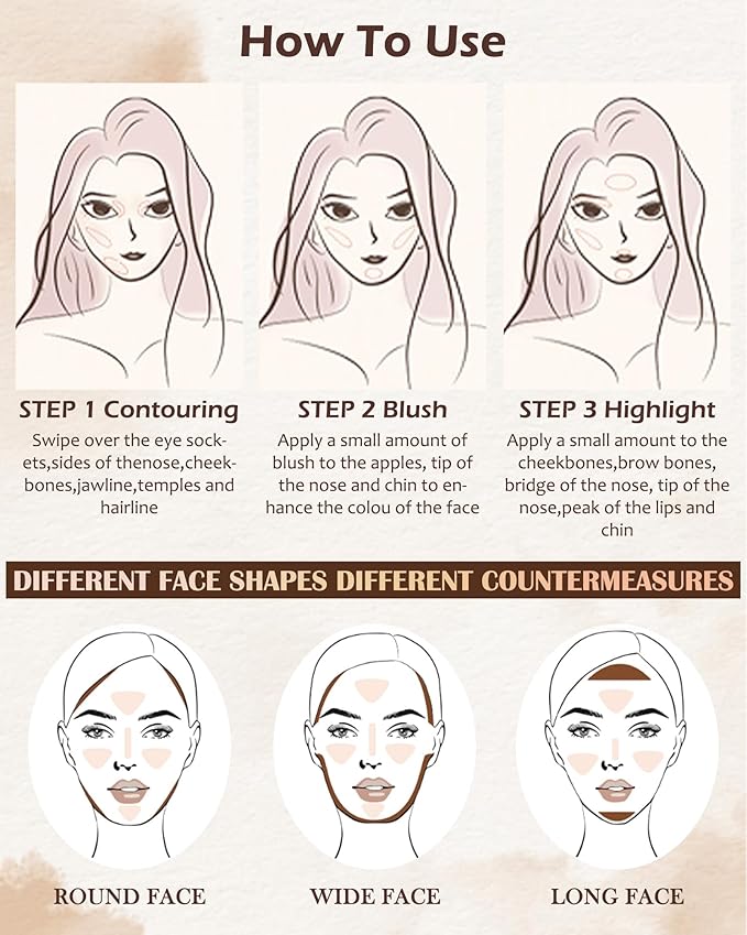 Face Matte Blush Powder Palette-2Colors Buildable Facial Cheek Women Girl-03