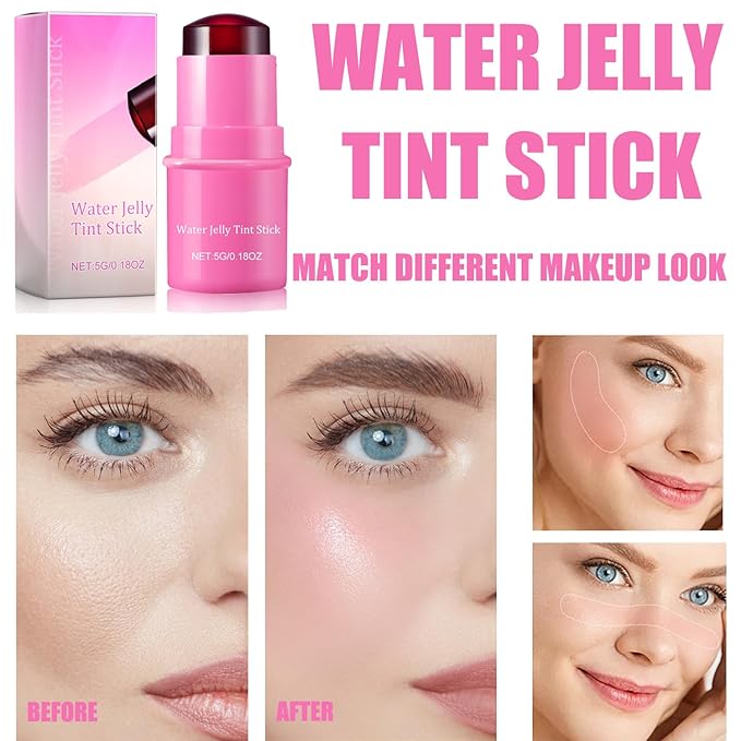 Milk Cooling Water Jelly Tint, Jelly Blush Stick Makeup Jelly Tint, Milk Jelly Blush, Cruelty Free, Blush Stick for Cheeks and Lips