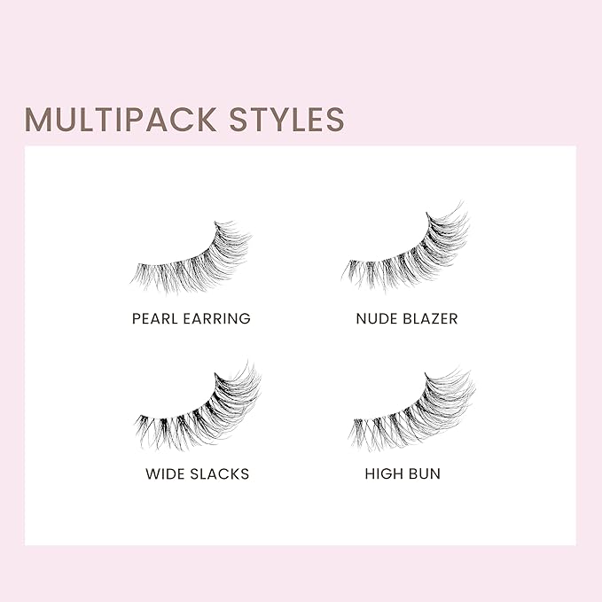 KISS The New Natural, False Eyelashes, 'Nude Blazer', 12 mm, Includes 4 Pairs Of Lashes, Contact Lens Friendly, Easy to Apply, Reusable Strip Lashes