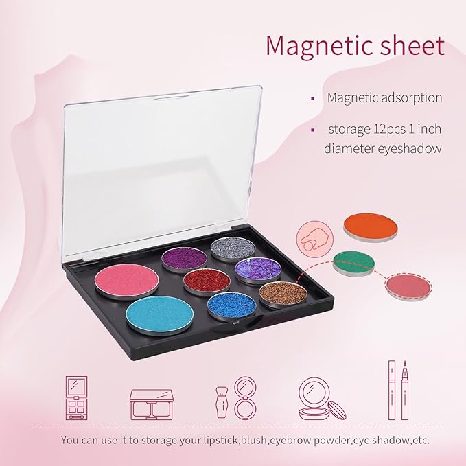 AJLTPA Magnetic Makeup Palette with Clear Top, Empty