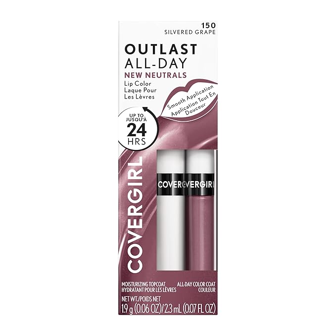 COVERGIRL Outlast All-Day Lip Color with Moisturizing Topcoat, New Neutrals Shade Collection, Silvered Grape, Pack of 1