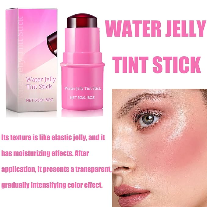 Milk Cooling Water Jelly Tint, Jelly Blush Stick Makeup Jelly Tint, Milk Jelly Blush, Cruelty Free, Blush Stick for Cheeks and Lips