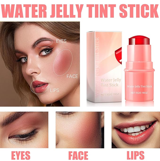 Milk Cooling Water Jelly Tint, Jelly Blush Stick Makeup Jelly Tint, Milk Jelly Blush, Cruelty Free, Blush Stick for Cheeks and Lips