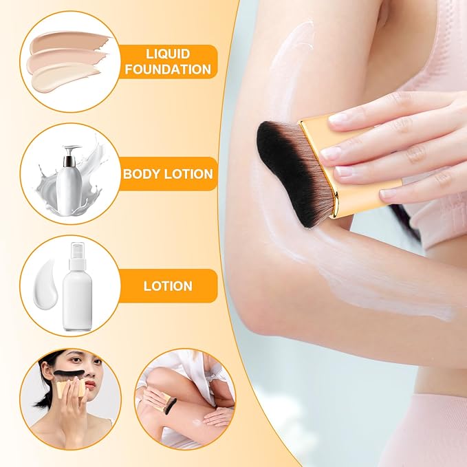2pcs Self Tanning Brushes, Soft Bristles Body Makeup Brush Liquid Foundation Self Tan Blending Brush Tanning Brush Applicator for Face Body (Gold)