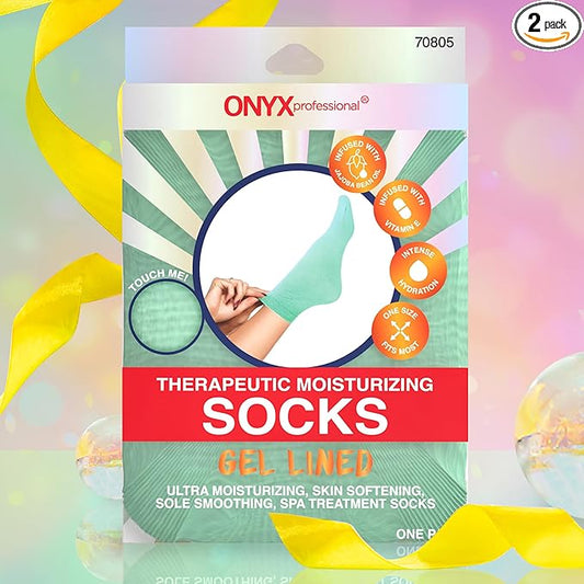 Onyx Professional Gel Moisturizing Socks, One Size Dry Feet Treatment for Women or Men, Hydrating Spa Socks for Dry Feet and Cracked Heel Repair, One Reusable Pair