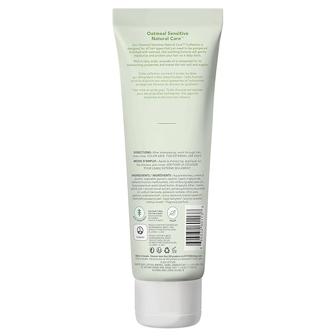 ATTITUDE Hair Conditioner, Plant- and Mineral-Based Ingredients, Vegan and Cruelty-free Beauty Products for Sensitive Skin, Nourishing, Avocado Oil, 8 Fl Oz (Pack of 2)