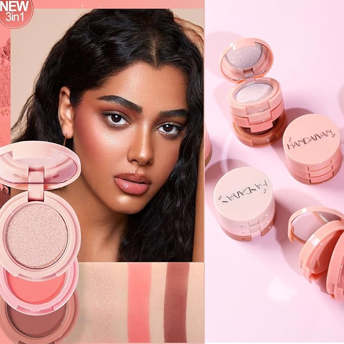 3-in-1 Blendable Trio, Contour and Highlight Blush Makeup