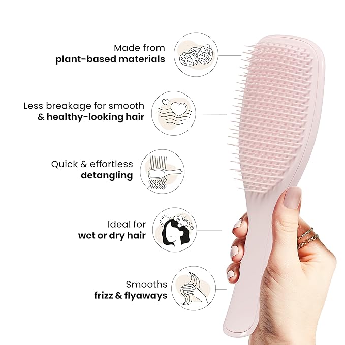 Tangle Teezer Plant-Based Ultimate Detangler Brush, Dry & Wet Hair Brush, Eliminates Knots & Reduces Breakage for All Hair Types, Marshmallow Pink
