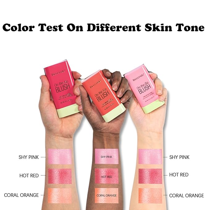 Cream Coral Orange Blush Stick,Multi-Use Makeup Milk Blush Stick,Multi-Use