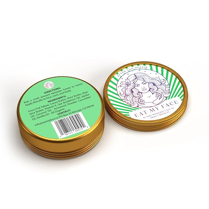 After Tallow & Aloe Sun Repair Cream - Grass-fed beef tallow, Aloe Vera & Cucumber Infused with Shea Butter, Cocoa Butter, Jojoba Oil, Sea Buckthorn, Vitamin E, and More
