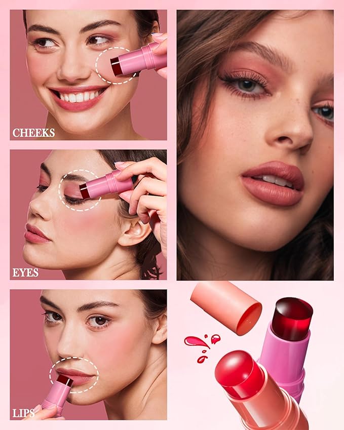 Makeup Jelly Tint,Cooling Water Jelly Tint Pink Blush Lip Stains-01