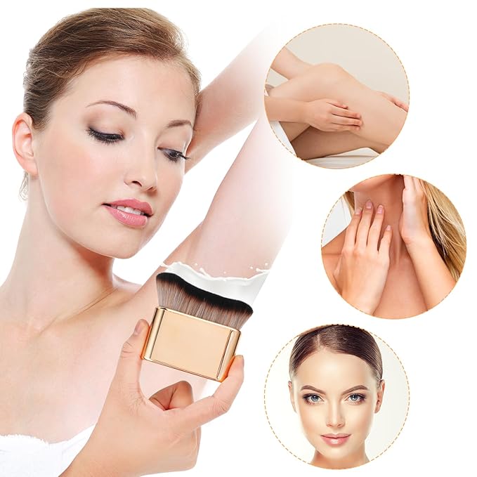 2Pcs Self Tan Brush Soft Body Makeup Brush Portable Self Tanning Brush Self Tanner Face Brush For Body & Leg Makeup（Rose Gold + Pink Rose Gold）