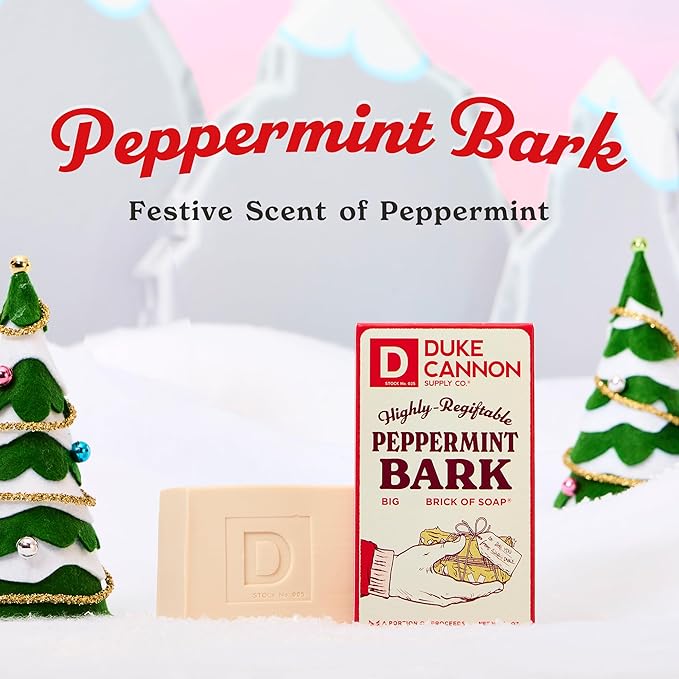 Duke Cannon Supply Co. Big Brick of Soap Bar for Men Holiday Edition - Peppermint Bark (Peppermint Scent), 10 oz. (3 Pack)