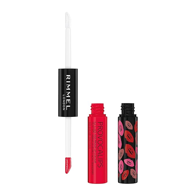 Rimmel London Provocalips 16hr Kiss-Proof Lip Color - Two-Step Liquid Lipstick to Lock in Color and Shine - 500 Kiss Me You Fool, .14 fl.oz.