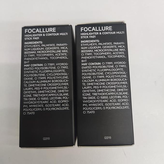 FOCALLURE 2 Pcs Mineral Cream Contour Stick,Moisturize Highlighter Illuminator Makeup,Tan