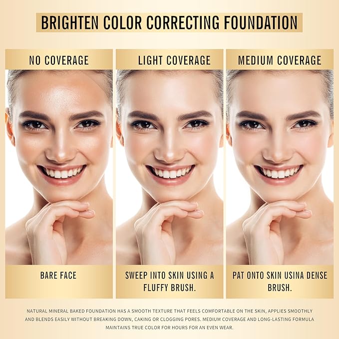 KIMUSE Lighting Glow Baked Foundation, Brighten Color, Color Natural Finish