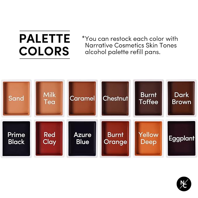 12 Color Dark Flesh Tone Alcohol Activated Makeup