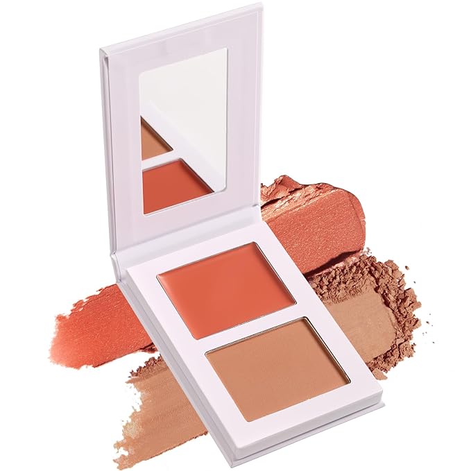 Coral Blush for Cheeks, Highly Pigmented Powder Cream Free (07#)