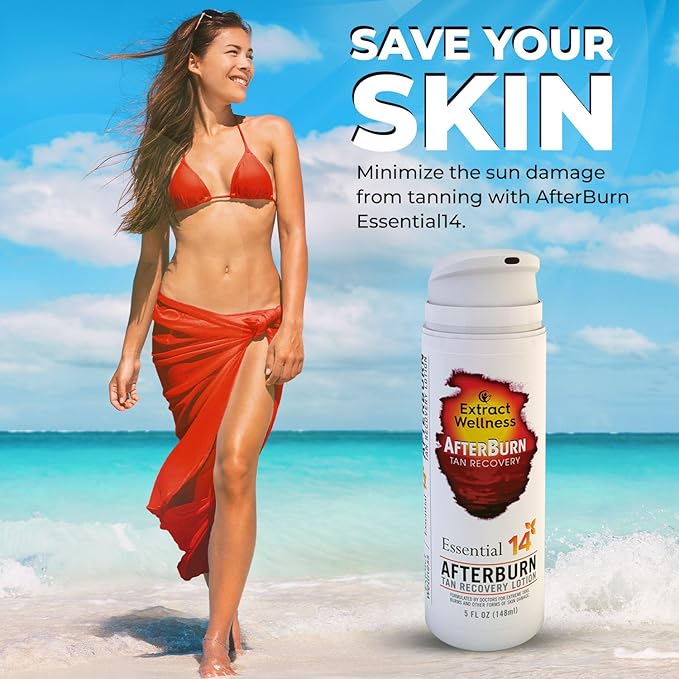 All-in-One AfterBurn Tan Recovery Lotion – Doctor-Formulated Aftersun Lotion w/ Natural Ingredients & 14 Essential Oils for All Ages – After Sun Care Lotion for Deep Hydration & Peeling Minimization